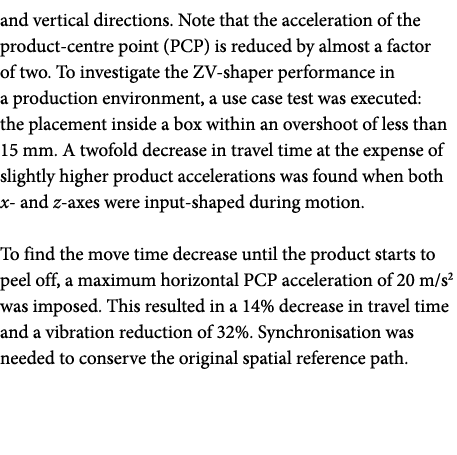 and vertical directions. Note that the acceleration of the product-centre point (PCP) is reduced by almost a factor o...