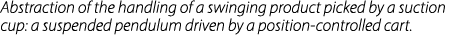 Abstraction of the handling of a swinging product picked by a suction cup: a suspended pendulum driven by a position-...