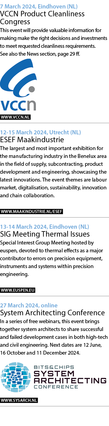 7 March 2024, Eindhoven (NL) VCCN Product Cleanliness Congress This event will provide valuable information for makin...