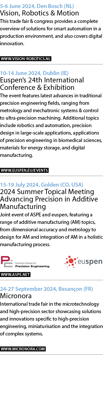 5-6 June 2024, Den Bosch (NL) Vision, Robotics & Motion This trade fair & congress provides a complete overview of so...